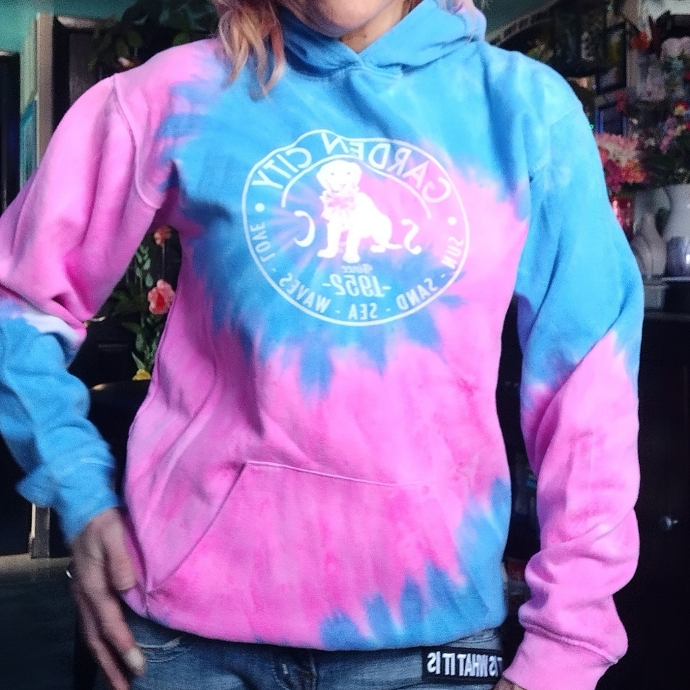 Bright Pink/Blue Tie-Dye Hoodie
